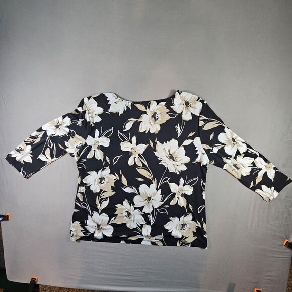 Allison Daley Black Floral Embellished Rhinestone Blouse PXL - Picture 2 of 9